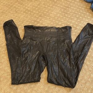 Spanx black shiny leggings